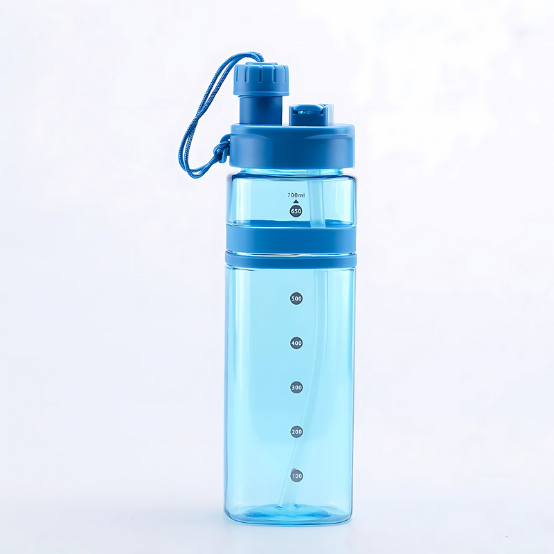 Square Shaped Water Bottle with Straw - 710ml