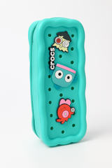 Crocs Colorful Silicone Pencil Case with Charms– Fun & Durable for Kids and Students