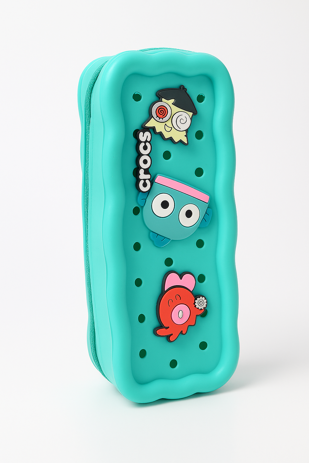 Crocs Colorful Silicone Pencil Case with Charms– Fun & Durable for Kids and Students