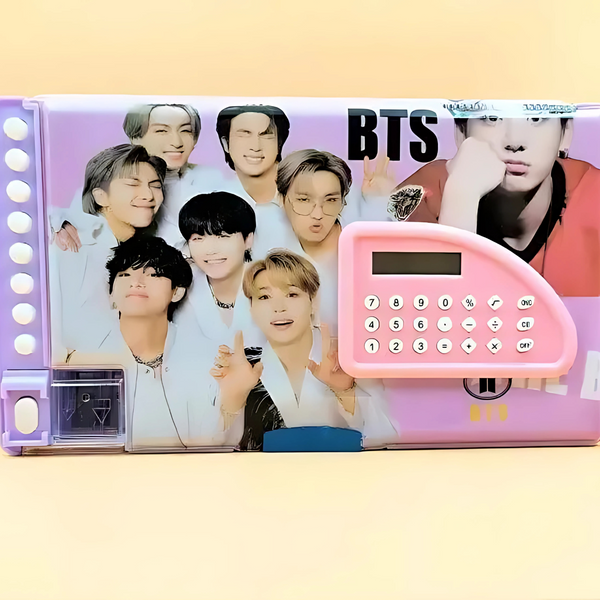 BTS-Themed Double-Sided Calculator Jumbo Pencil Box – Stylish & Functional