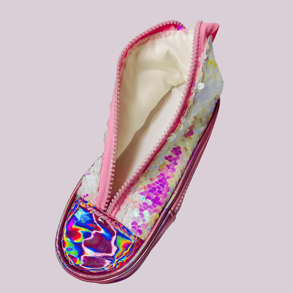 Sequins Shoe Shape Spacious Multipurpose Organizer Pvc Pouch