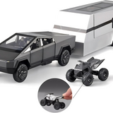 Cybertruck Toy Trucks with RV Motorcycle Cybertquad Alloy Die-cast Model Car Pickup Truck 1/32 Toy Race Cars with Sound and Light - 6+ AGE