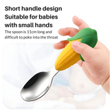 Drop-Resistant Kids Tableware Set – Stainless Steel Spoon and Fork for Self-Feeding - Corn Design spoon_corn_217