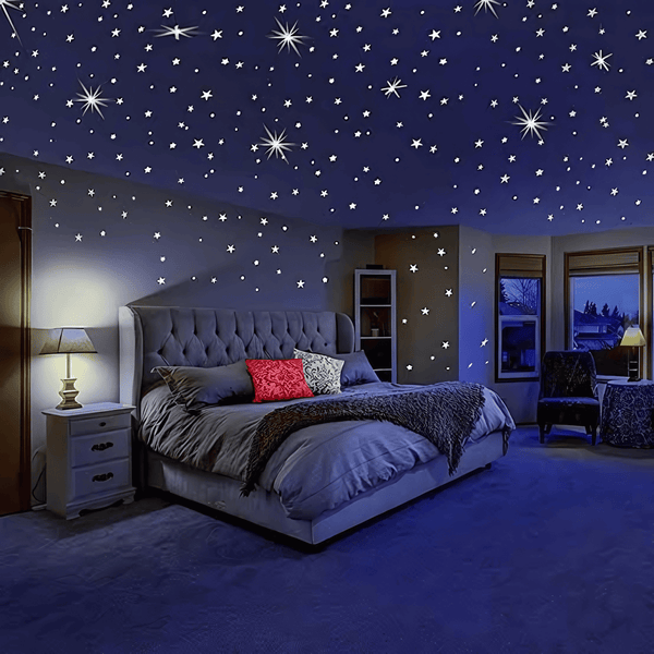 Star & Smile Shaped Fluorescent Space Galaxy Wall Ceiling Radium Stickers