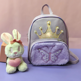 Crown Design Leather Backpack for Girls