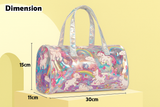 Holographic Unicorn Print Duffel Bag for Girls – Stylish, Lightweight & Trendy Travel Tote | Magical Unicorn Holographic Travel Bag for Girls – Glittery Rainbow Duffel with Cartoon Print