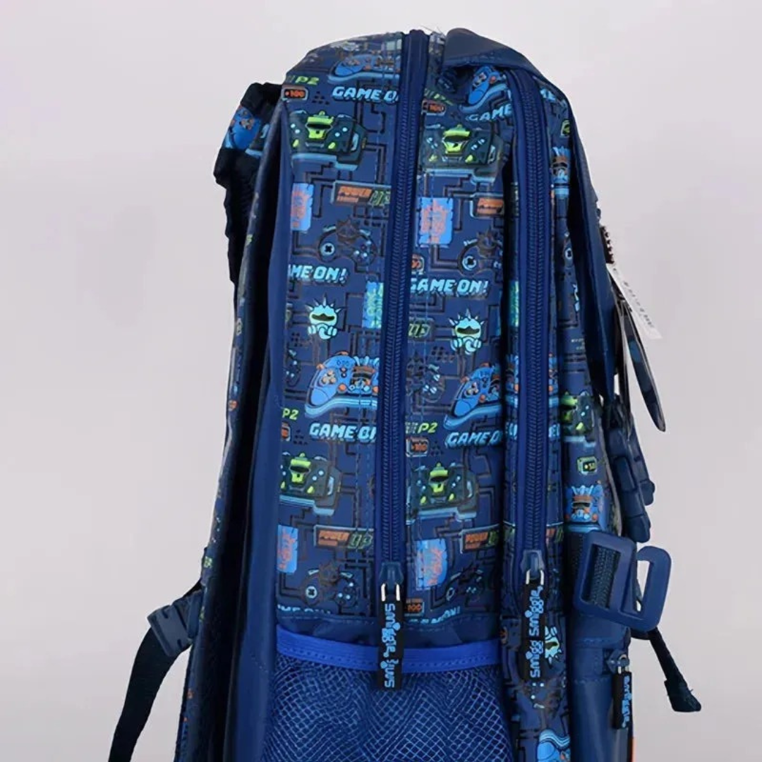 🎮 Smiggle “Game On” Foldover Backpack – Blue | Limitless Collection | 22L