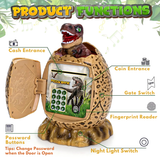 Dinosaur ATM Piggy Bank for Kids - Electronic Money Bank with Password & Fingerprint Unlocking, Night Light, and Musical Fun