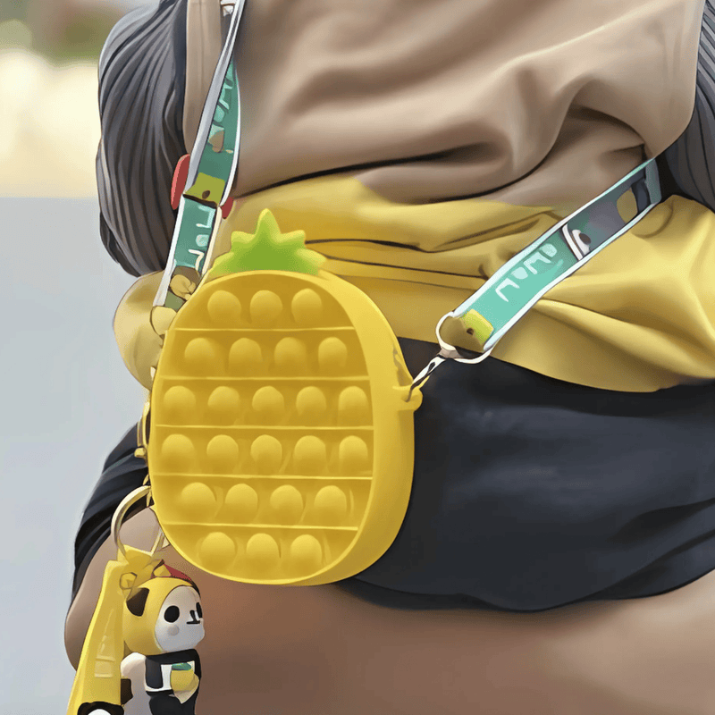 Pop It Pineapple Shape Silicone Sling Bag for Girls - Fidget Toy & Bag