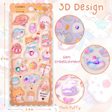 Cute 3D Textured Squishes Puffer Sticker Set