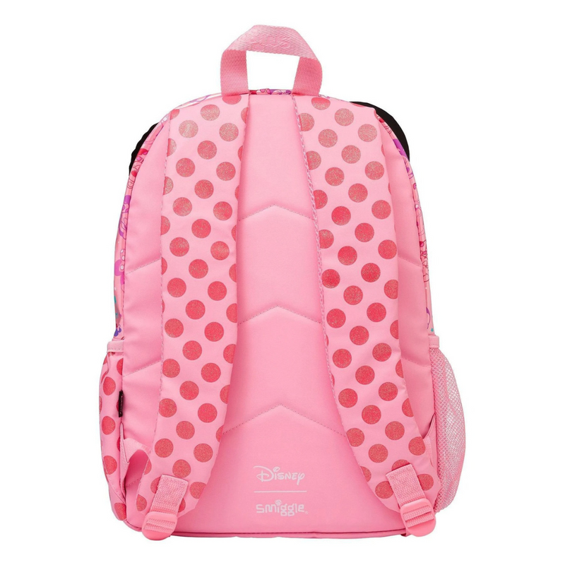 🌸 Smiggle Minnie Mouse Confetti Backpack | Pink, 3Y+ | Padded Straps, 15-inch Laptop Compartment & Media Pocket 🌸