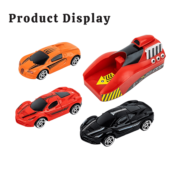 Racing Car Launcher with 5 DIY Cast Metal Cars with Launcher Play Set for Kids