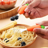 Drop-Resistant Kids Tableware Set – Stainless Steel Spoon and Fork for Self-Feeding - Carrot Design spoon_carrot_222