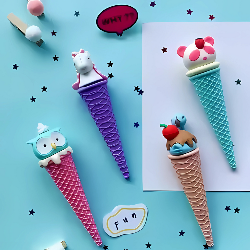 Ice Cream Cone Erasers Set For Kids- 4 Pieces