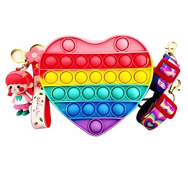 Heart-Shaped Pop It Fidget Purse - Silicone Crossbody Bag for Girls & Women