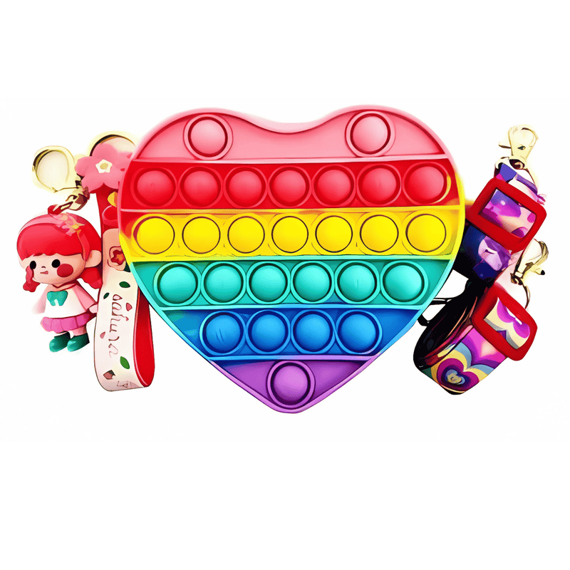 Heart-Shaped Pop It Fidget Purse - Silicone Crossbody Bag for Girls & Women
