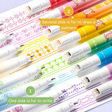 Plastic Double-Head Roller Marker Pen Set - 8 Pieces