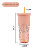 Studded Embossed Water Bottle with Straw - 720ml - Pack of 1