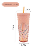 Studded Embossed Water Bottle with Straw - 720ml