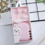 Bunny-Themed Wired Earphones with Mic & Pouch