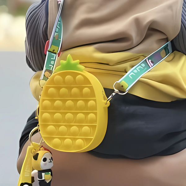 Pop It Pineapple Shape Silicone Sling Bag for Girls - Fidget Toy & Bag