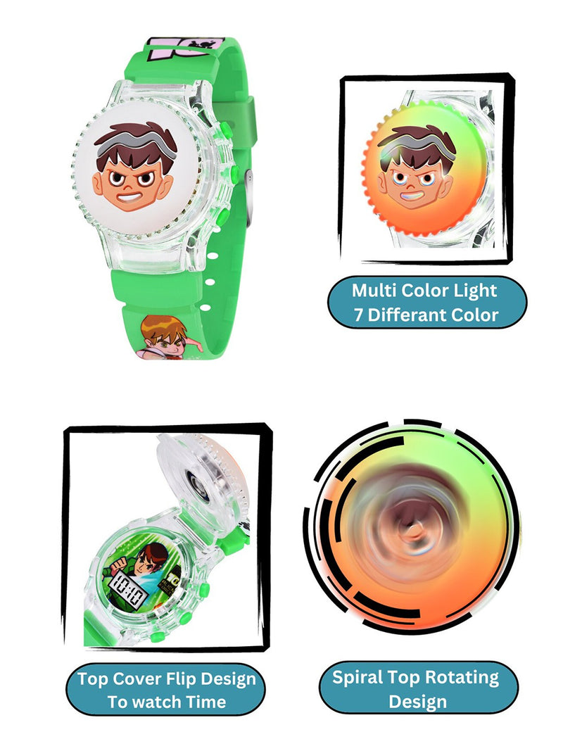 Kids Embellished Dial & Straps Analogue Multi Function Watch Green