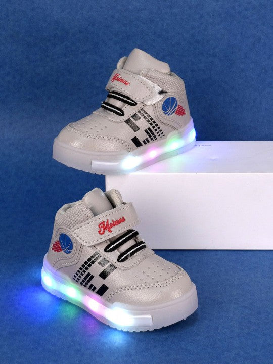 Kids' Grey LED Sneakers with Velcro Fastening