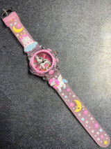 Kids Girls Printed LED Dial & Silicon Strap Analogue Watch - Purple Unicorn