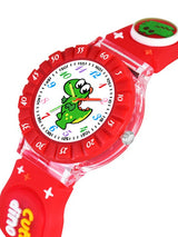 Boys Printed Dial & Straps Analogue Watch Red Cute Dino