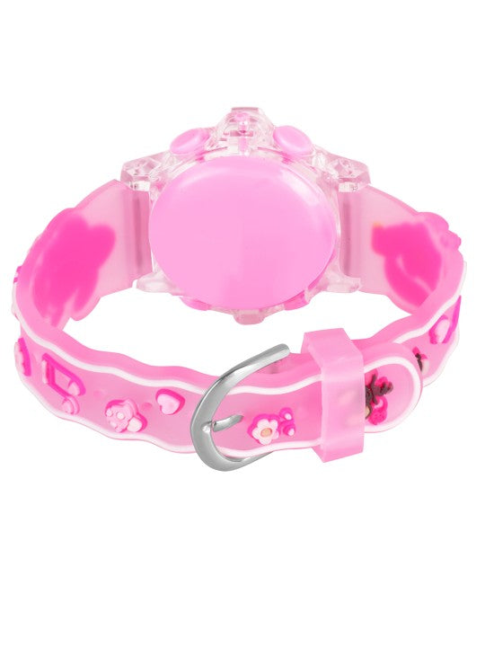 Kids-Girls Patterned Dial & Straps Digital Multi Function Watch Melody Pink