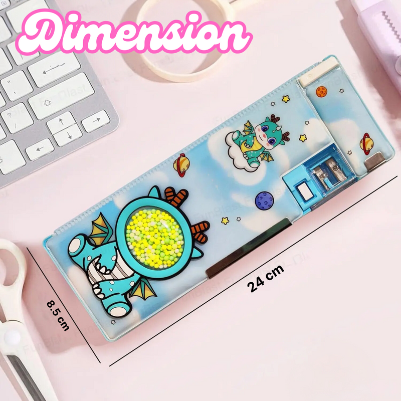 Multifunctional Double Compartment Magnetic Pencil Box For Kids