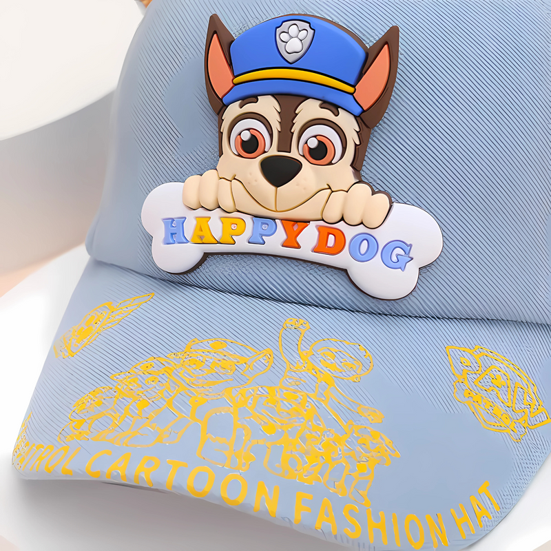 Happy Dog Themed Cap with Adjustable Snap Back & Doggy Ears