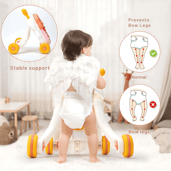 Baby Walker 2-in-1 Detachable Walker with Adjustable Speed and Table, Early Learning Activity Centre for Babies