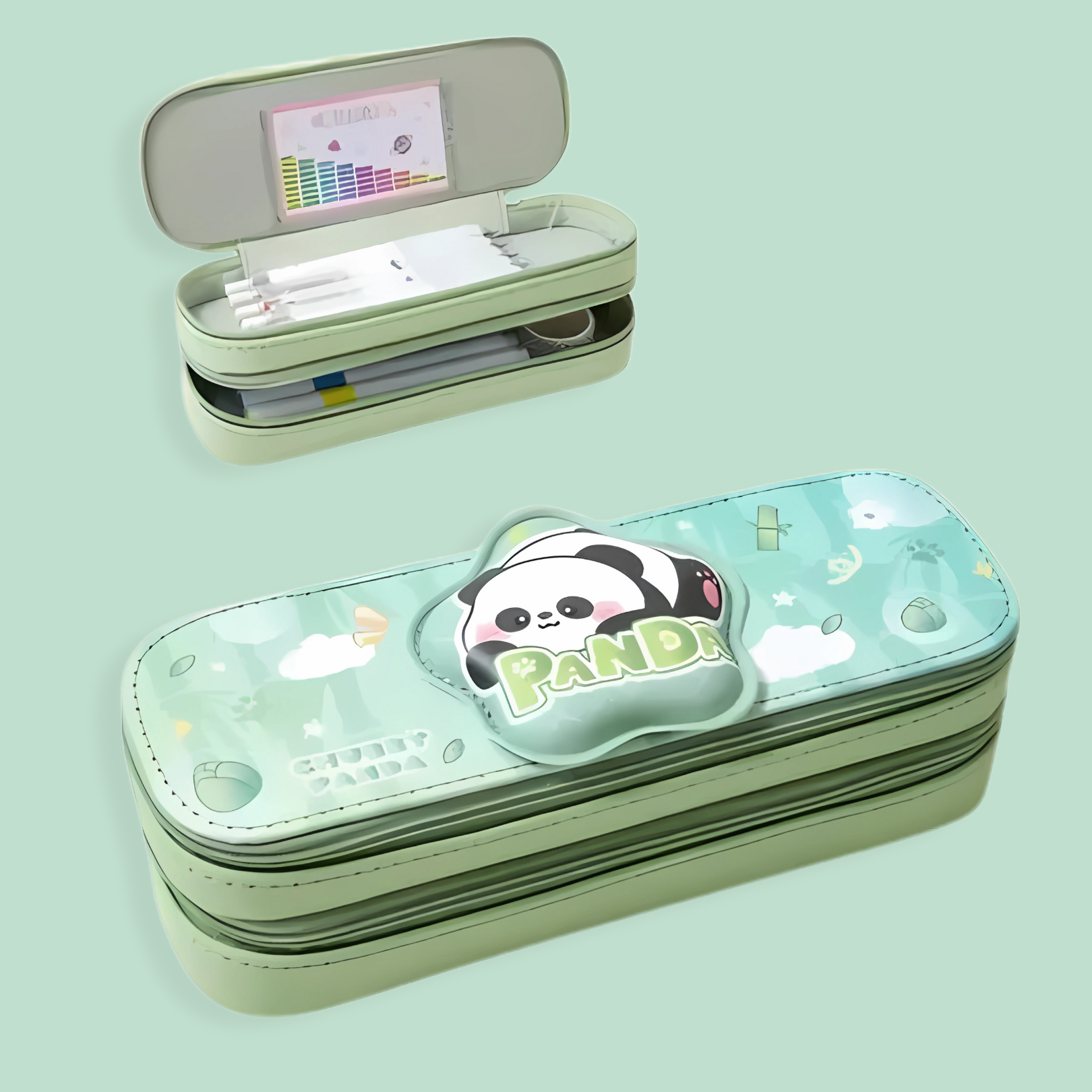 3D Cartoon Printed 2 Layer Pencil Case For Kids