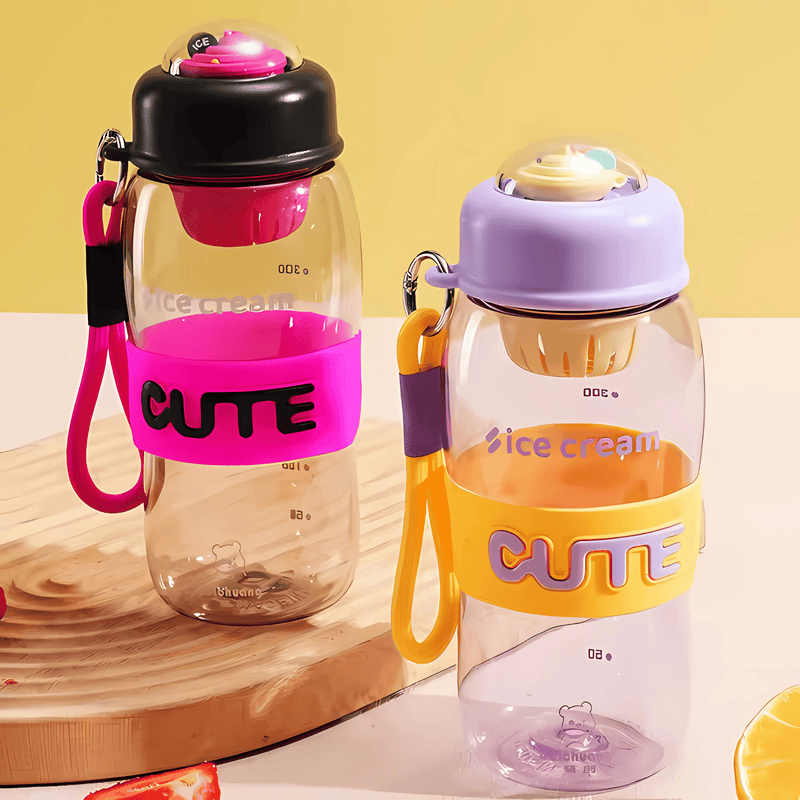 Water Bottle with Straw and Handle - 600ml - Pack of 1