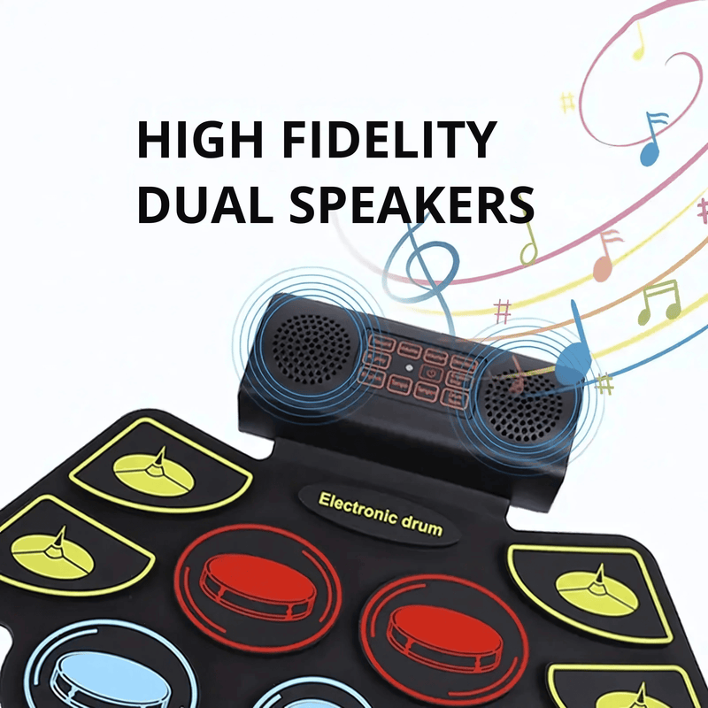 Digital Electronic Drums | 11 Pads, 5 Tones, 3 Rhythms - Portable Roll-Up Drum Set with Foot Pedals & Drumsticks for All Ages