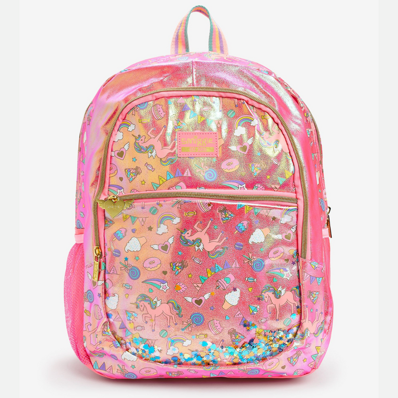 🌟 Smiggle Fiesta Classic Backpack - Purple Seahorse, 17.8L Capacity, Scented PVC Badge & 15-inch Laptop Compartment 🎉