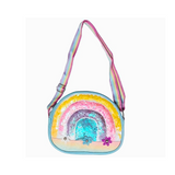 Holographic Rainbow Crossbody Bag with Sequins & Bow – Cute Shoulder Bag for Girls