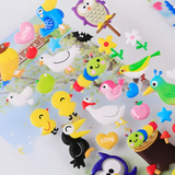 Cute 3D Bird Theme Textured Squishes Puffer Sticker Set