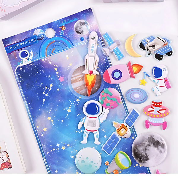 3D Puffy Space Themed Stickers for Kids