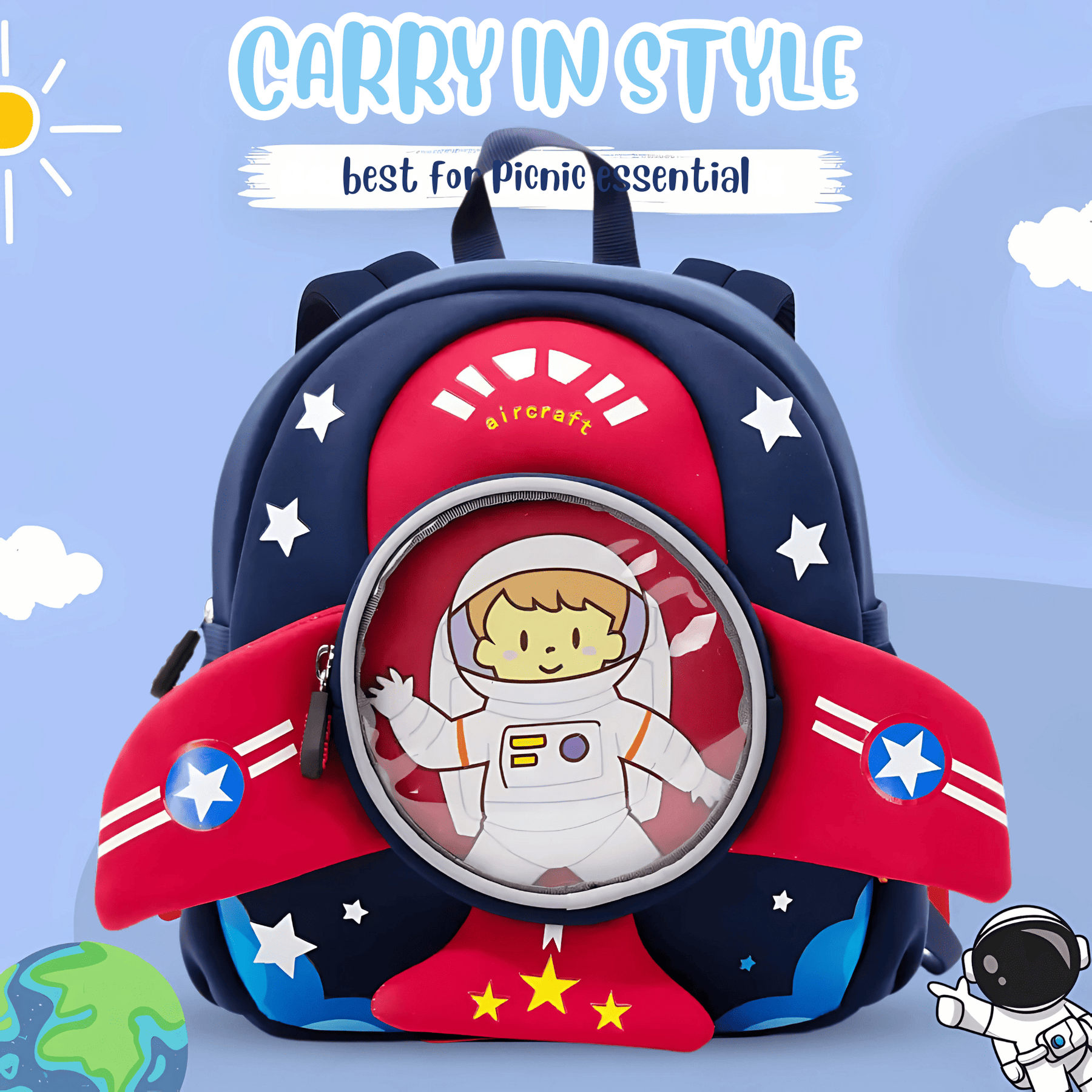 Cute and Compact Space-Themed Mini Backpack for Preschool