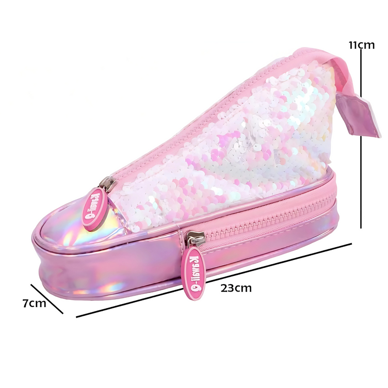 Sequins Shoe Shape Spacious Multipurpose Organizer Pvc Pouch