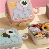 3D Big Eye Elephant Shaped Double Decker Lunch Box for Kids