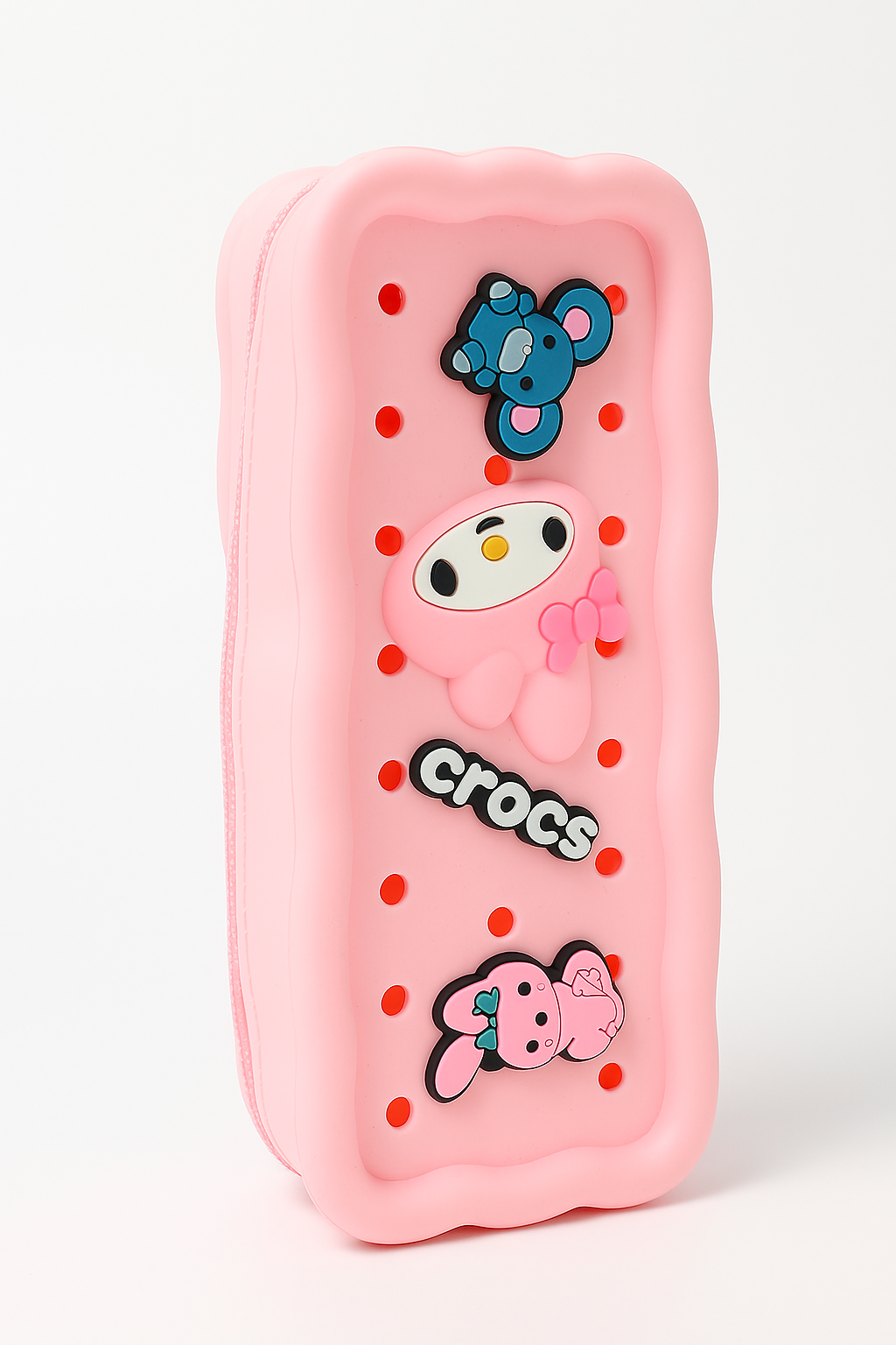 Crocs Colorful Silicone Pencil Case with Charms– Fun & Durable for Kids and Students