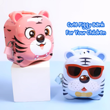 Cute Tiger Money Saving Piggy Bank with Lock For Kids