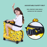 Children's Travel Roll Kid Ride Trolley Luggage – Yellow Design