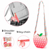 Apple-Shaped Pop It Fidget Toy Sling Bag for Kids – Silicone Crossbody Purse with Keychain