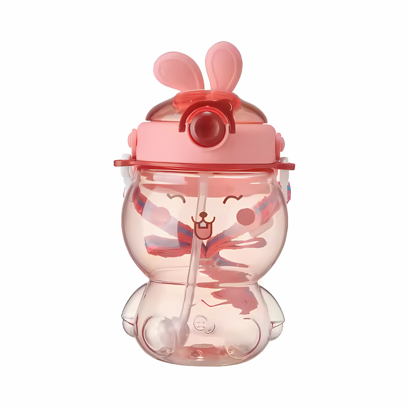 Soft Silicone Straw Water Bottle – 535ml Bunny Design