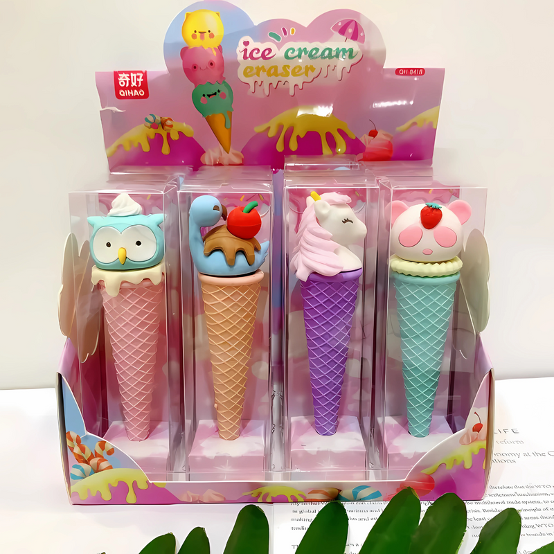 Ice Cream Cone Erasers Set For Kids- 4 Pieces