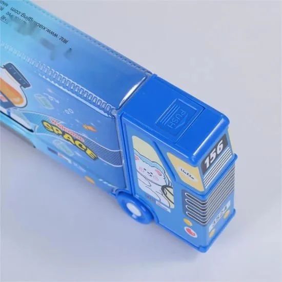 🚀 Double Compartment Bus Pencil Box with Moving Tyres & Built-in Sharpener – Themed Edition! 🎨